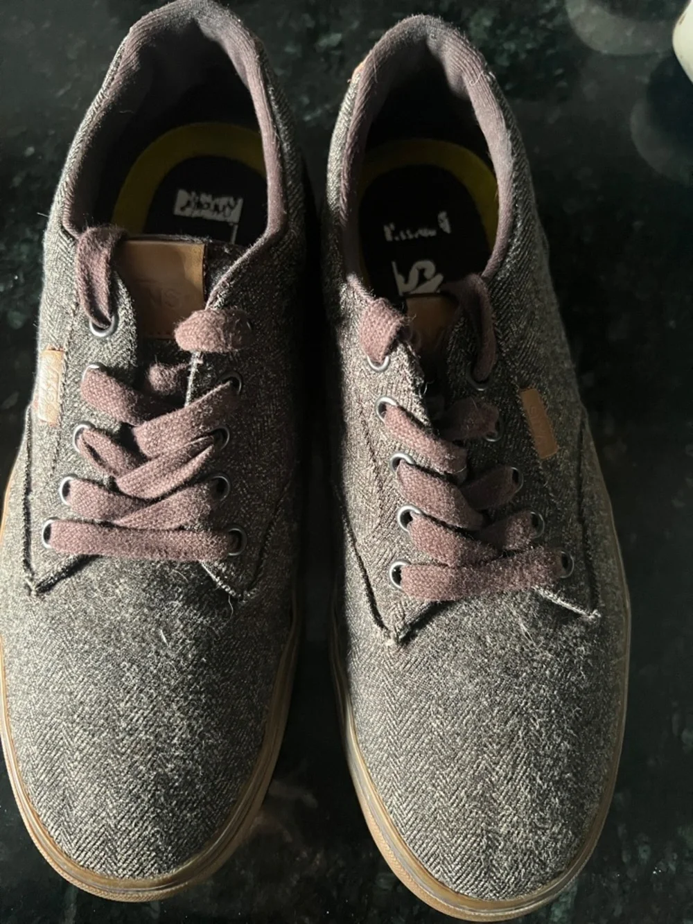 Vans Brown Herringbone Canvas Sneakers